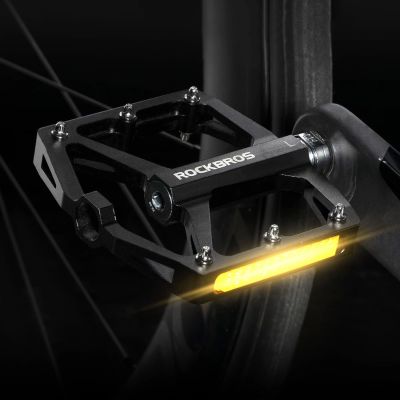 2. Rockbros K371 Reflektierende Aluminium-Fahrradpedale mit abgedichteten Lagern – Schwarz