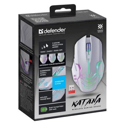 6. DEFENDER MAUS GM-511 KATANA RF 3200dpi 7P WEISS