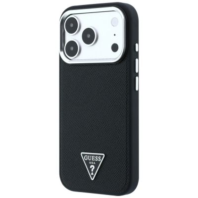 2. Guess MagSafe-Hülle mit genarbtem Dreieckslogo für iPhone 17 Pro Max / 18 Pro Max – Schwarz