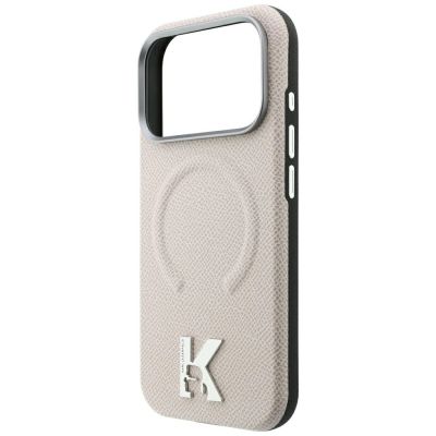 6. Karl Lagerfeld MagSafe Hülle mit geprägtem Ringmuster und Kameo-Logo für iPhone 18 Pro Max / 17 Pro Max – Beige