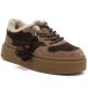 Braune und beige isolierte Plateau-Schuhe aus Leder, Modell Kobbo 79665