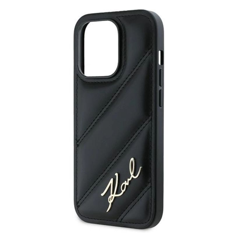 6. Karl Lagerfeld Diagonal Quilted Script Hülle für iPhone 14 Pro – Schwarz