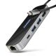 AXAGON HMC-6GLN USB-Hub, 2x USB-A, 1x USB-C, 1x HDMI 2.0, 1x RJ45, 100 W PD – Silber