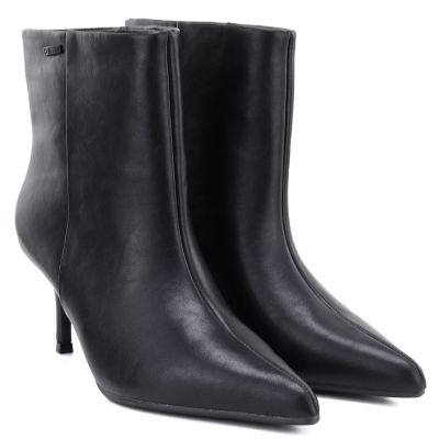 4. Schwarze Damen-Ankle-Boots aus Leder mit niedrigem Absatz, Big Star UU274492