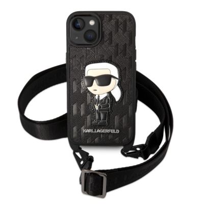 2. Karl Lagerfeld KLHCP14SSTKMK iPhone 14 6.1" schwarz/schwarz Hardcase Monogram Ikonik Patch