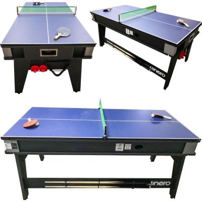 20. 4-IN-1 MULTIGAMING-TISCH: BILLARD-TISCH, TENNISANSCHLUSS, ESSTISCH 189 x 94,1 x 81,3 cm ENERO