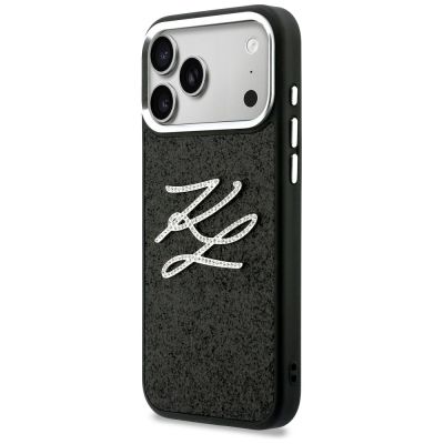 2. Karl Lagerfeld IML Glitter KL Diamond Logo Hülle für iPhone 17 Pro Max - Schwarz