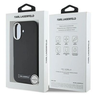 8. Karl Lagerfeld FW Metal Plate MagSafe Hülle für iPhone 16 Plus – Schwarz
