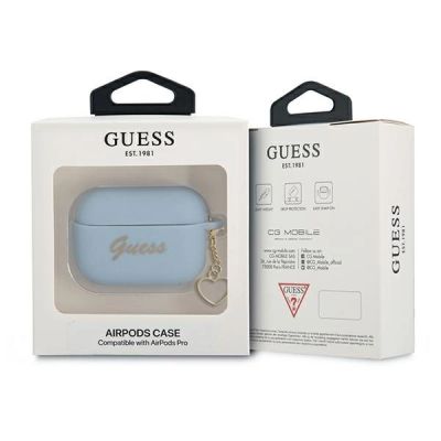 3. Guess GUAPLSCHSB AirPods Pro Cover Blau/Blau Silicone Charm Heart Collection