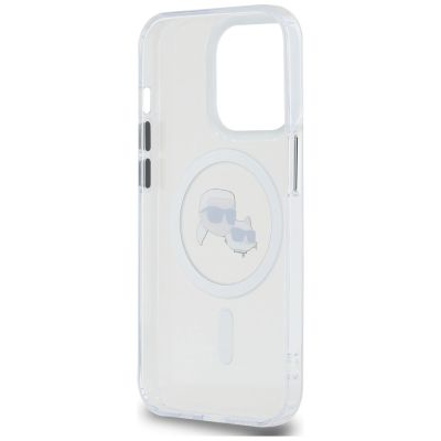 7. Karl Lagerfeld IML Metal Karl & Choupette Head MagSafe Hülle für iPhone 14 Pro - Weiß