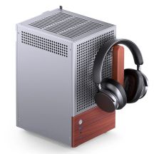 Jonsbo T6 Mini-Tower-PC-Gehäuse, Mini-ITX, gehärtetes Glas, Holz – Silber