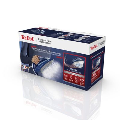 4. Tefal EasyGliss Plus FV5735 Bügeleisen (Trocken- und Dampfbügeln) mit Durilium-Bügelsohle, 2500 W, Blau/Weiß