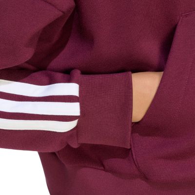 5. adidas Essentials Damen-Sweatshirt mit 3 Streifen, French Terry, Viertelreißverschluss, Burgunderrot KF8316