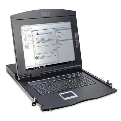 10. Digitus Modularkonsole mit 17-Zoll-TFT-Monitor (43,2 cm), 8-Port-KVM-Switch und Touchpad, US-Tastatur