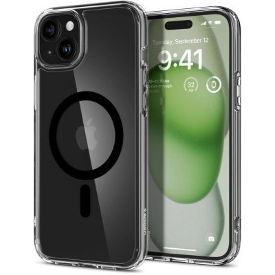 Spigen Ultra Hybrid Mag-Hülle mit MagSafe für iPhone 15 Plus – Schwarz