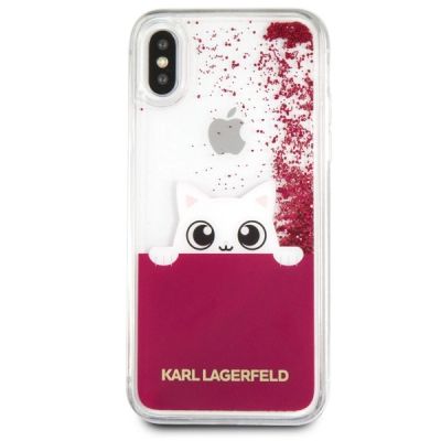 4. Karl Lagerfeld iPhone X Hülle mit flüssigem Glitzer – Pink
