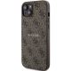 2. Guess 4G Collection Leder Metall Logo MagSafe Hülle für iPhone 15 Plus / 14 Plus – Braun