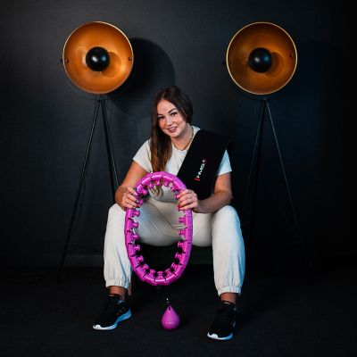 7. HULA-HOP-SET HHW12 VIOLET MIT MUTTERN UND HMS-GEWICHT + GÜRTEL BR163 SCHWARZ ÜBERGRÖSSE