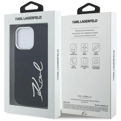 8. Karl Lagerfeld FW Jeans Signature Logo iPhone 16 Pro Max Hülle - Schwarz