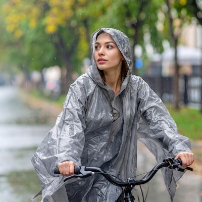 3. Fahrrad-Regenponcho für Erwachsene, 100 x 130 x 1 cm, PE, 135 g, Dunlop – Grau