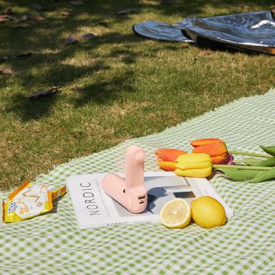 4. Jisulife Handventilator Life8, tragbarer USB-Ventilator mit Powerbank-Funktion 2000 mAh und Taschenlampe – Pink