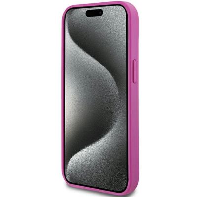 5. DKNY MagSafe-Hülle mit Ledermuster und Metalllogo für iPhone 15/14/13, Rosa