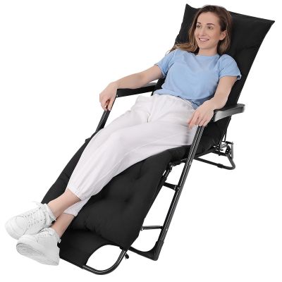 27. BALATON MEHRFACH VERSTELLBARER SESSEL MIT KISSEN UND KOPFSTÜTZE, SCHWARZ