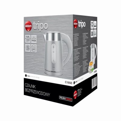 13. ELDOM Kabelloser Wasserkocher 185B TRIPO Weiß 1000W 0,8 L, BPA-frei, isoliert