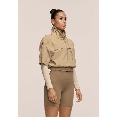 6. CASALL Damen-Trainingsjacke mit kurzen Ärmeln, Sandfarbe