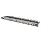 Hochdichtes Patchpanel 19" 24x Keystone, geschirmt, 0,5 HE, schwarz, Kabelführung, Beschriftungsfelder