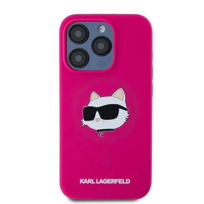 3. Karl Lagerfeld Silikon Choupette Head MagSafe Hülle für iPhone 15 Pro – Rosa