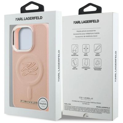 8. Karl Lagerfeld MagSafe Hülle mit Initialen und Metalllogo für iPhone 16 Pro Max – Pink