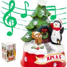 Weihnachtsdekoration mit spielenden Pinguinen