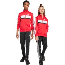 adidas Seasonal Essentials Tiberio 3-Streifen Tricot Kinder-Trainingsanzug Rot und Schwarz JI6214