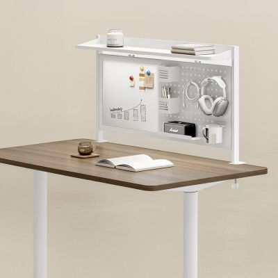 6. Ergo Office Schreibtisch-Trennwand/Organizer, max. Belastung 10 kg, weiße Tafel, Breite 1116 mm, weiß, ER-301 W