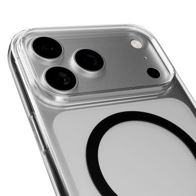 4. Puro Lite Mag TPU+PC Hülle kompatibel mit MagSafe für iPhone 17 Pro - Transparent mit schwarzem Ring