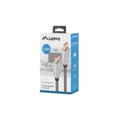 3. LANBERG DISPLAYPORT-KABEL M/M 20PIN V1.4 1,8M 8K CA-DPDP-20CU-0018-BK