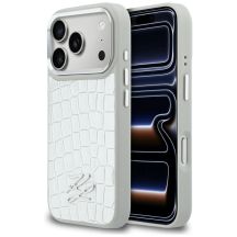 Karl Lagerfeld Croco KL Script Logo MagSafe Hülle für iPhone 17 Pro - Silber