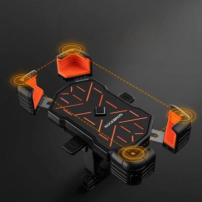 6. Rockbros HW-117 Lenkerklemm-Handyhalterung – Schwarz und Orange