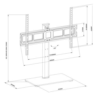 12. MACLEAN Universal-TV-Ständer für TV-Schränke, max. 40 kg, max. VESA 600 x 400, für Fernseher von 32 bis 75 Zoll, MC-386