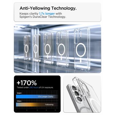 8. Spigen Ultra Hybrid Mag MagSafe Hülle für Samsung Galaxy S26 Ultra – Transparent und Weiß