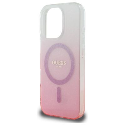 6. Guess IML Glitter Gradient MagSafe Hülle für iPhone 16 Pro Max – Pink