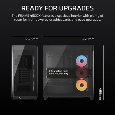 5. Corsair FRAME 4500X RS-R ARGB Midi-Tower-Gehäuse mit Seitenwand aus gehärtetem Glas, Schwarz