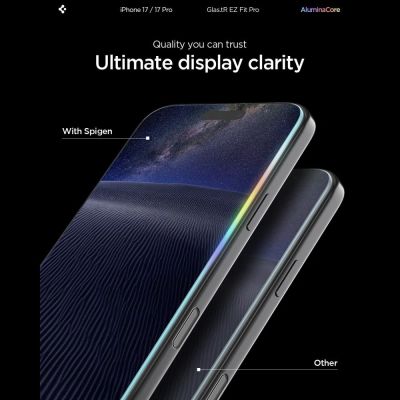 9. Spigen Glas.TR EZ Fit Pro Panzerglas für iPhone 16 Pro / 17 / 17 Pro – Transparent
