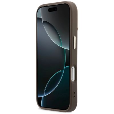 5. Guess 4G PU Triangle Logo & Stand Camera MagSafe Hülle für iPhone 18 Pro Max / 17 Pro Max – braun