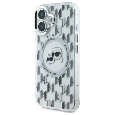 2. Karl Lagerfeld IML Monogram Karl & Choupette Head MagSafe-Hülle für iPhone 16 – transparent