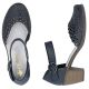 4. Damen-Ledersandalen mit bequemem Absatz, durchbrochenes Muster, marineblau, Rieker 40902-14