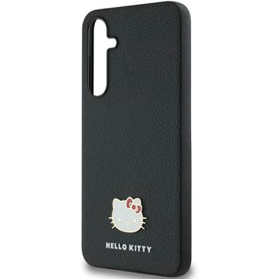 6. Hello Kitty Metal Logo Kitty Head Hülle für Samsung Galaxy A55 – Schwarz