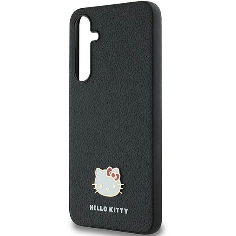 6. Hello Kitty Metal Logo Kitty Head Hülle für Samsung Galaxy A55 – Schwarz