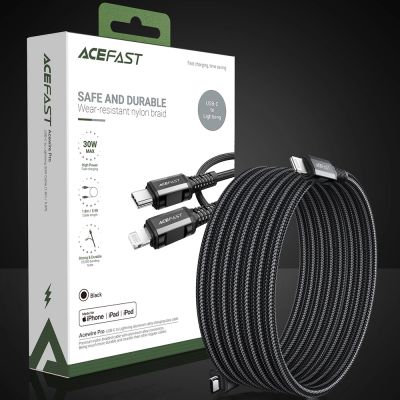 13. Acefast C4-01 Lightning – USB-C PD-Kabel 30 W 3 A 480 Mbit/s 1,8 m – Schwarz